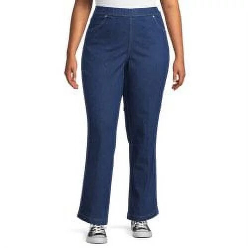 【INCHANT ME】Pocket High Waist Center Crease Bootcut Denim Just My Size JM3962 Plus Size 4-Pocket Stretch Bootcut Jeans
