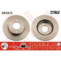 Trw 2X Bremsscheibe Vorne 231 BelüFtet FüR Suzuki Alto HA24 Wagon R+ Em