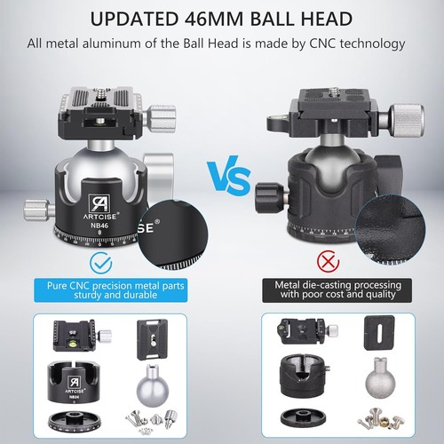 ARTCISE 46mm All Metal Panorama Ball Head Tripod Head for Tripod, DSLR, Camcorde - Picture 12 of 16