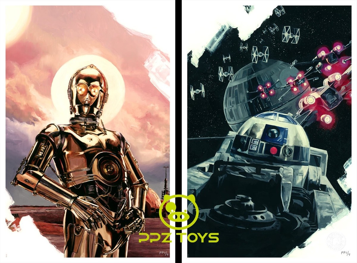 Sideshow Star Wars A New Hope C-3PO & R2-D2 Set Unframed Fine Art