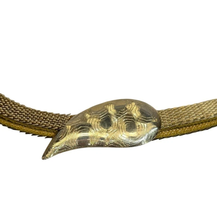 Retro BELT Elastic Metallic Metal Snake Scale buckle Accordion Belt 70's fashion - Image 2 of 4