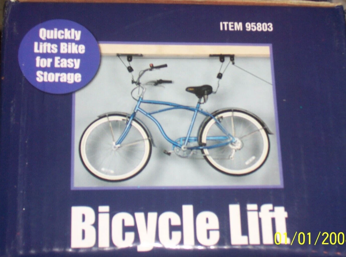 bike lift 95803 bicycle storage system pulleys rope garage ceiling