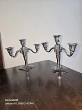 Vtg Pair Of Weidlich Bros WB 2268 Silver Plate Candelabras Candlestick Holders