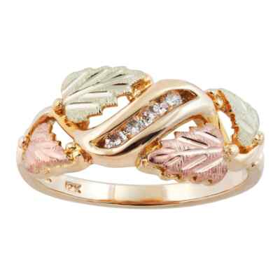 Four Diamonds - Black Hills Gold Ring / Custom Made in USA Gift Box