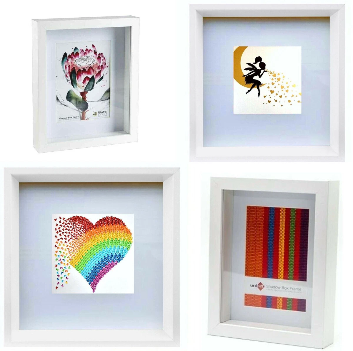 3D White Deep Shadow Box Photo Picture Frame Art Work Canvas Display A4 Large