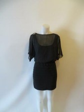 WOMENS XSCAPE BY JOANNA CHEN BLACK BEADED SHOULDER DRESS SZ 6 *
