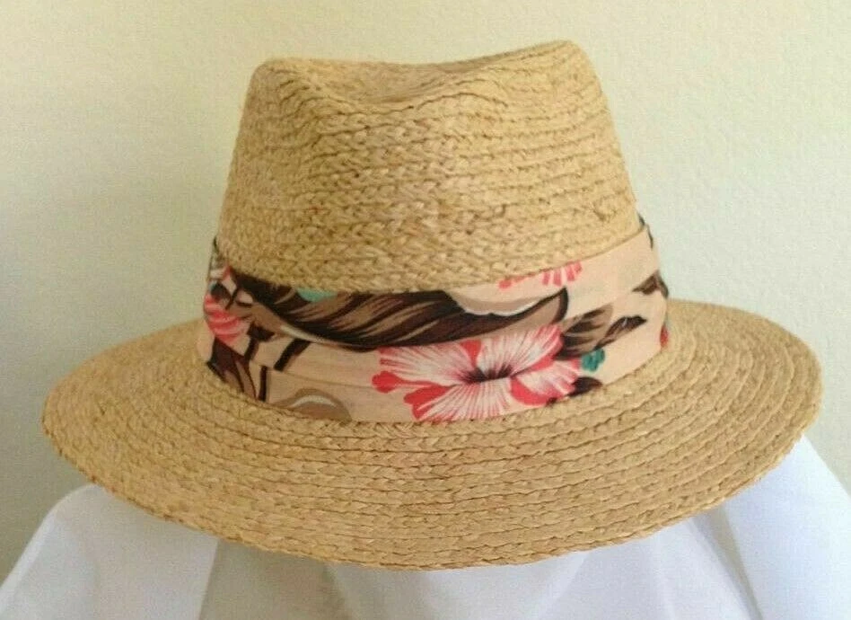 SCALA MEN RAFFIA SAFARI HAT * S/M * PANAMA STYLE STRAW CRUSHABLE SUN BEACH GOLF