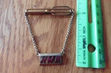 Swank Tie clip Vintage scarf clip chain with Monogram HWB gold tone
