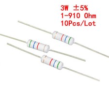 10Pcs 3W 3 Watt Carbon Film Resistor  5  1 - 910  Ohm 1 R to 910 R