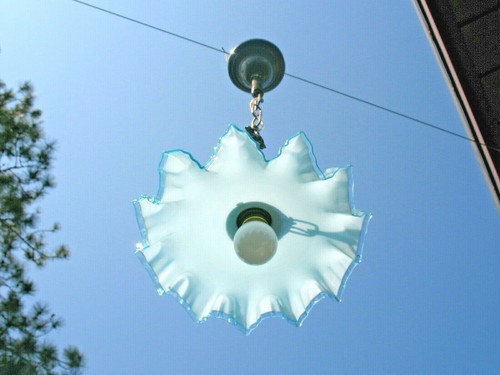 Art Glass Shade Ceiling Light Fixture Brass Hardware Fully Restored Antique - Picture 2 of 9