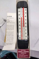 NOS Vintage Airguide Indoor-Outdoor Thermometer Model 407 w/Instructions USA