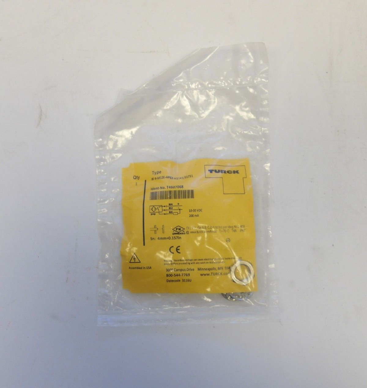 TURCK CAT NO: T4607068 METAL BARREL WITH CONNECTOR BRAND NEW