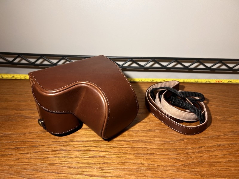 Sony Alpha a6300 Leather Camera Case Shell with Strap, Light Brown