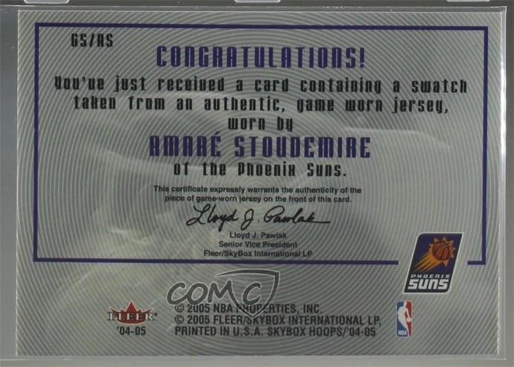 2004-05 NBA Hoops Great Shots Blue Jerseys Amare Stoudemire #GS/RS - Image 2 of 2