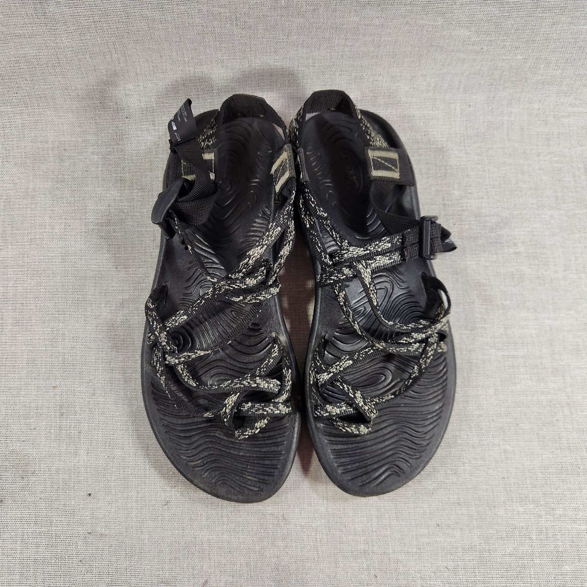 Chaco ZX2 Womens Sz 10 Black White Strappy Buckle Sandals EcoTread