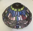 Vtg Tiffany-Style Dragonfly Stained Glass Lampshade Only  Small