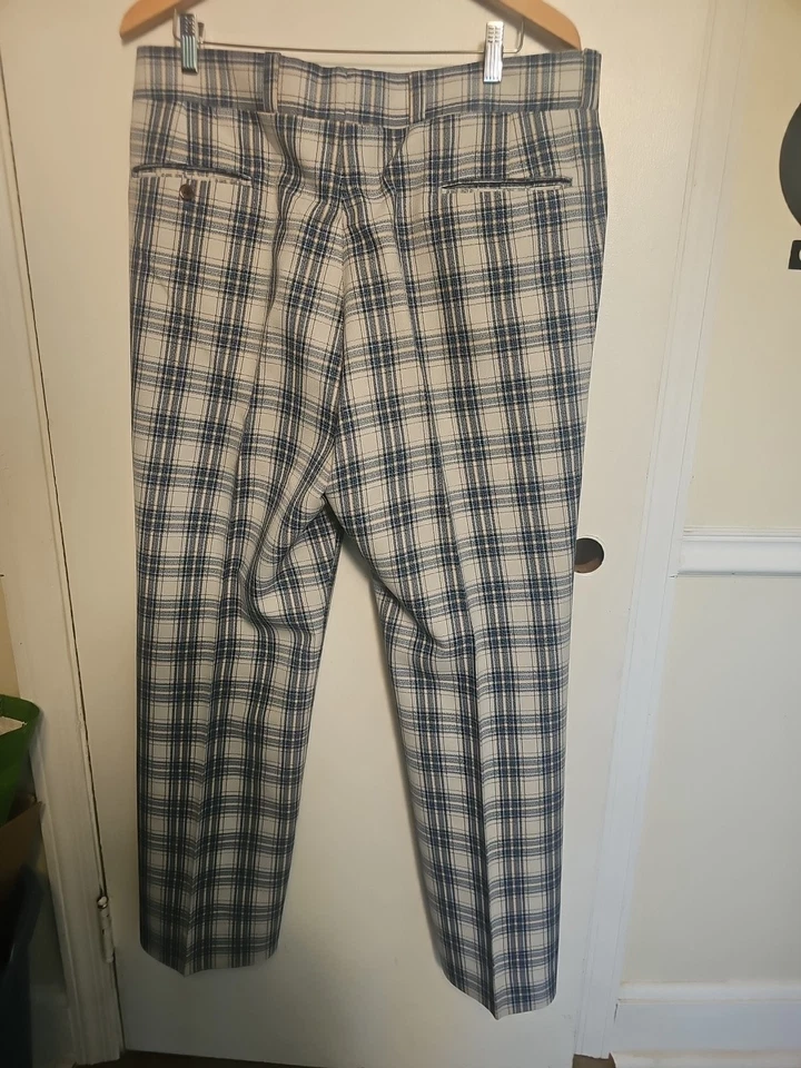 Pantalones Asher De Colección Para Hombres Lana A Cuadros Viejo Hombre Golf Vestido Disco De Colección Años 60 70 Mafia Foto 2 de 4
