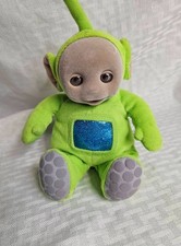 Teletubbies Green Dipsy 7" Beanbag Plush Flocked Face 1998 Eden