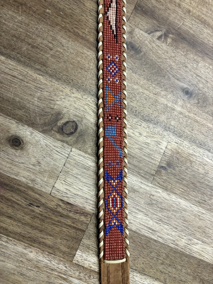 Vintage Beaded Western Belt Colorful 33.5" Length Native American Design - Image 2 of 4