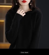 Loose Solid Long Sleeve Casual Autumn Winter Thick Warm Knitted Sweaters black 