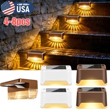 8 New Solar Deck Lights Outdoor Waterproof LED Steps Lamps For Stairs Fence USA