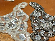 beaded collar yoke 7x8" glass hand sewn acrylic 1pc