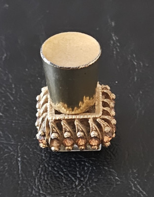 Vintage Miniature Perfume Bottle | Czech-Style Filigree & Rhinestone Vanity...