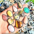 10pcs Bulk Rings Lot Jasper & Mix Gemstone 925 Sterling Silver Plated Jewelry