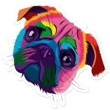 Pug Dog Head - Vinyl Decal Sticker - Car Window Laptop - ebn8637
