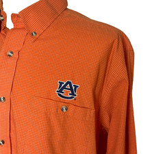 Auburn Tigers ANTIGUA Men's Long Sleeve Button Down Shirt, Sz L, Orange White