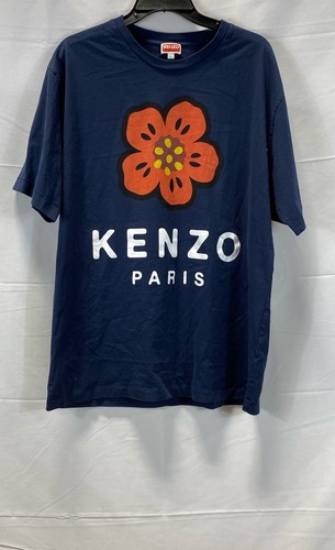 Kenzo Mens Blue Floral Graphic Crewneck TShirt Tee S/S Casual Shirt L