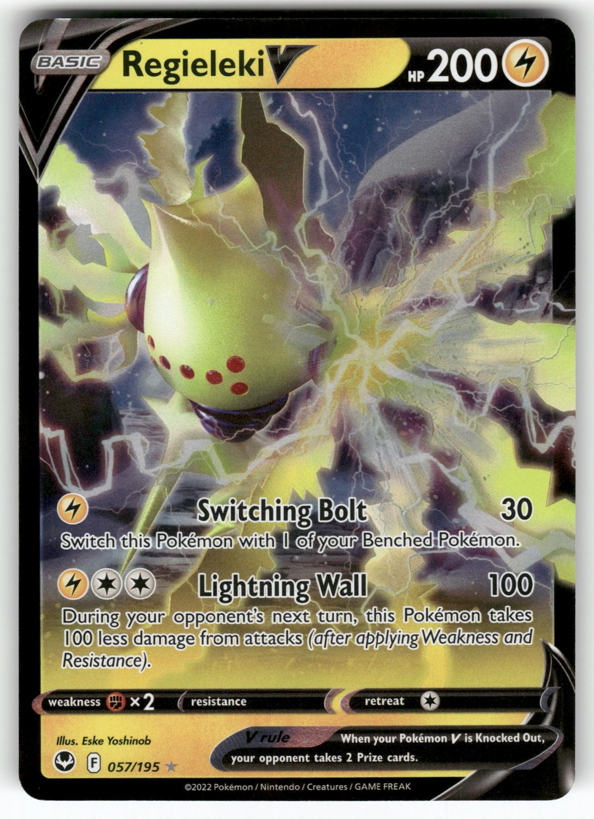Regieleki V 057/195 Holo V Rare Silver Tempest Pokemon Holo Near Mint