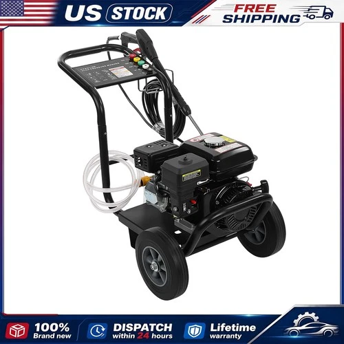 Gas Powered Pressure Washer 3500PSI 212cc 26ft Hose 5 Nozzles For Cars Fences