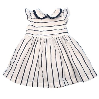 Matalan Kleid Baby Mädchen Weiß Blau Gestreift Rüschen Gr. 6-9 Monate