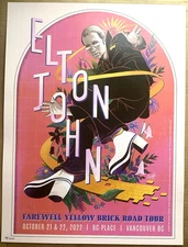 OFFICIAL ELTON JOHN POSTER Farewell Tour Vancouver BC Canada 2022 #/500 RARE