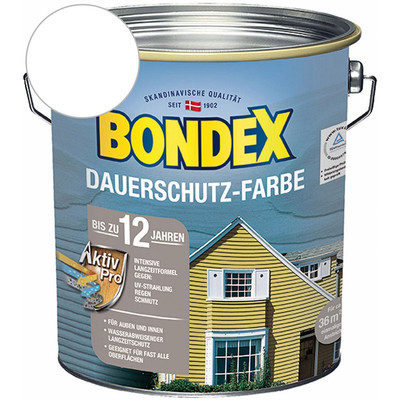 Bondex Dauerschutz Farbe Holzfarbe Holzschutz Wetterschutz Schneeweiß 4 Liter