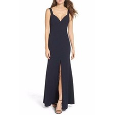 Vera Wang Sweetheart Neckline V-Neck Gown Dress in Navy Size 8