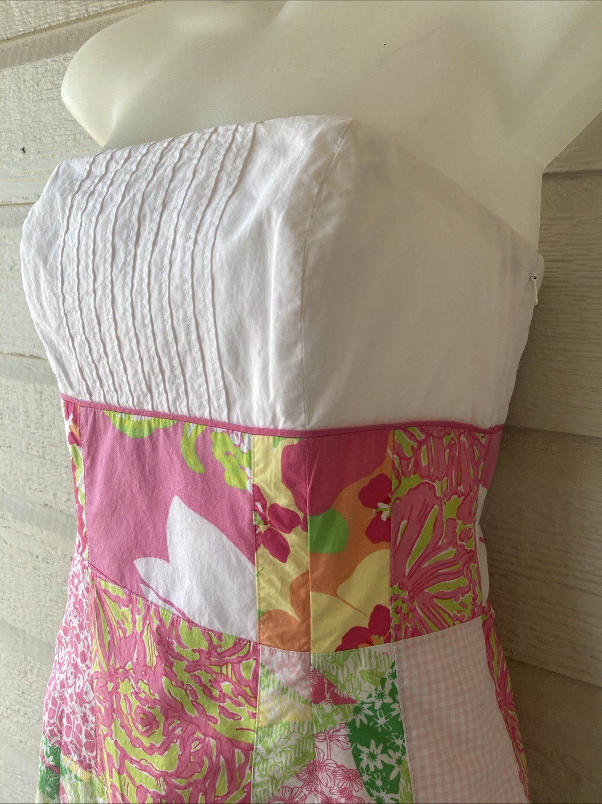Lilly Pulitzer Pink Multi Square Patchwork Strapl… - image 7