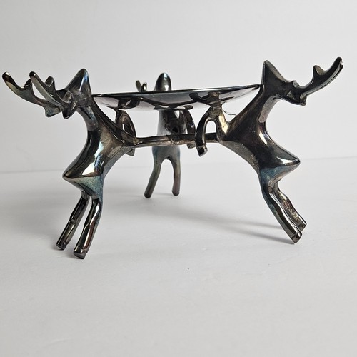 Rare Vintage Indian Metalwork Deer Figural Bowl | Heavy Handcrafted Pewter-Type - Picture 3 of 15