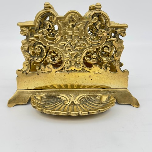 Vintage Cast Brass Letter Napkin Holder Desk Rack Decor Art Nouveau Victorian St