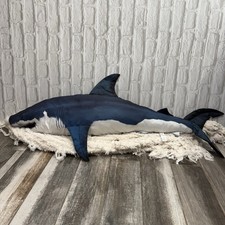 Jumbo Shark Plush Body Pillow Tree House Kids Giant Great Blue White 48 4
