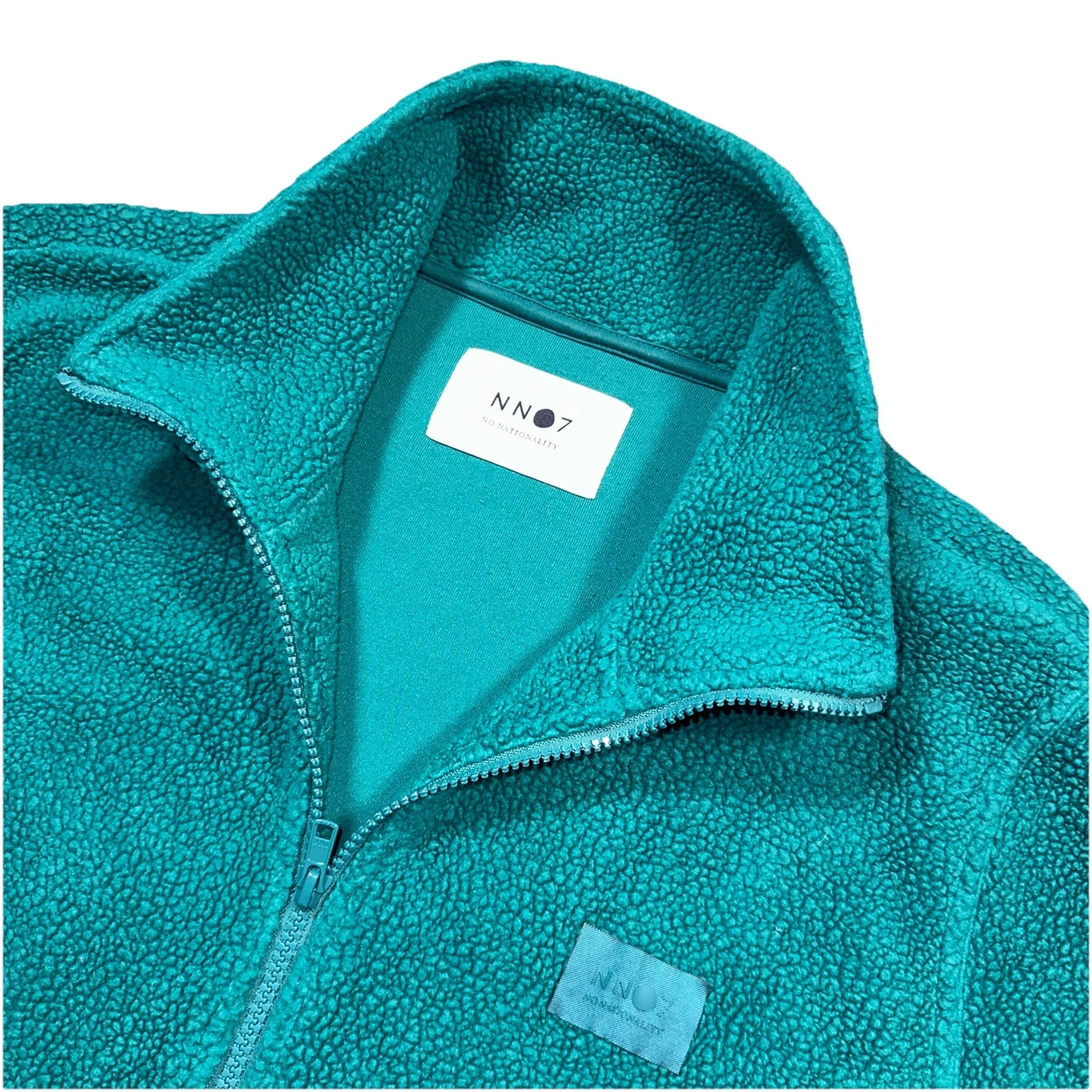 NN07 No Nationality Full Zip Jacket XL Teal Green Fuzzy Sherpa Fleece Polartec image 1