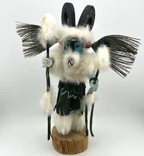 Ram (“Pang”) Kachina Doll with Peacock Feathers – Navajo Indian-made – 13½” tall