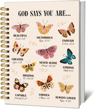 Butterfly Bible Journal Notebook - God Says You Are Christian Journals for Women