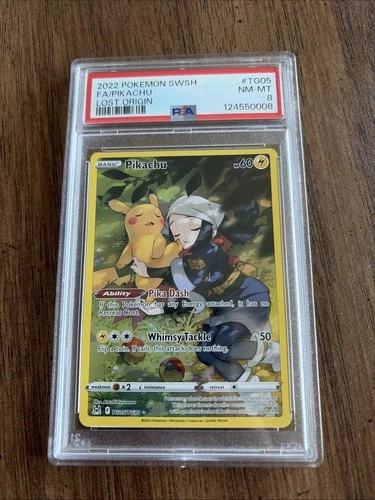 Pikachu TG05/TG30 Swsh11: Lost Origin Trainer Gallery Holo PSA 8