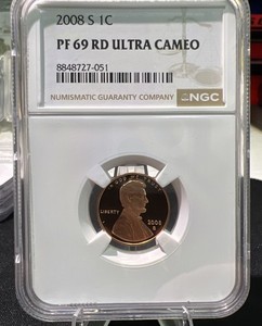 2008 S PF69 ULTRA CAMEO RED NGC LINCOLN MEMORIAL PENNY 1C S MINT CLAD RARE