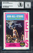 Julius Dr. J Erving Signed 1974-75 Topps Card 200 New York Nets Sig 10 Beckett