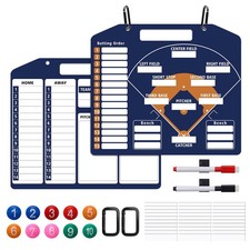 Magnetic Baseball Coach Clipboard, Double-Sided Dry Erase Baseball Lineup Boa...