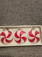 Vickerman 3 Count Peppermint Twist Candy Cane Swirl Ornaments, 3.75" Set 3