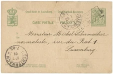 Luxembourg, Train TPO, 1891 Domestic 5c Card w/"ULFLINGEN LUXEMBURG" Boxed d/s